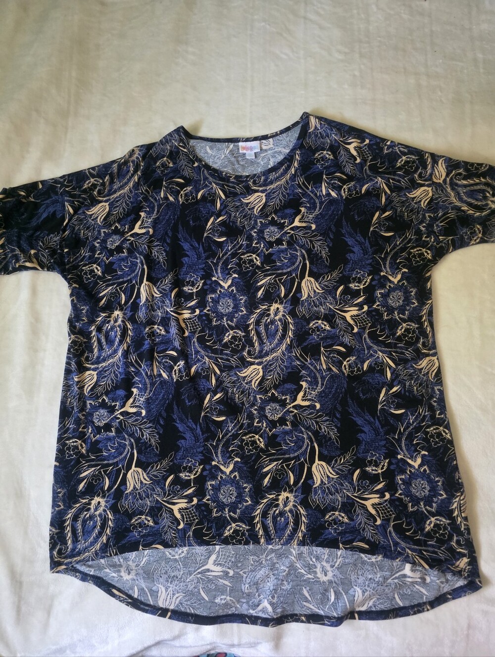 Lularoe Navy Blue Floral Short Sleeve Tunic